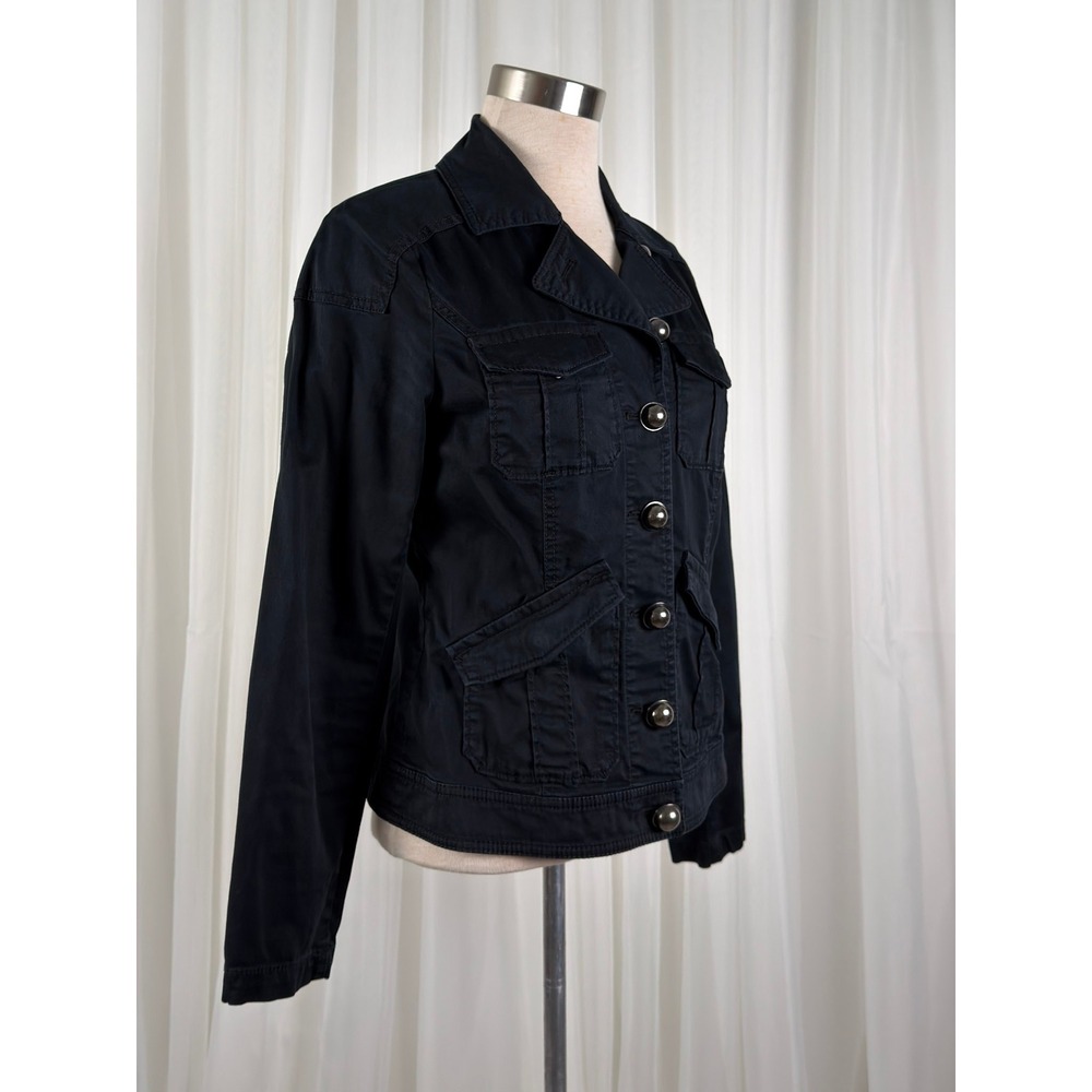 Express Military Utility Button Front Jacket Womens Black Small - Picture 3 of 7